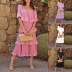 women s square neck lantern sleeve stitching dress nihaostyles wholesale clothing NSZH82016
