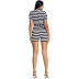 Halloween cosplay tight black and white striped prisoner short jumpsuit nihaostyles wholesale halloween costumes NSPIS82041
