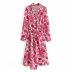 women s print lace up lapel dress nihaostyles wholesale clothing NSAM82080