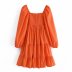 women s square collar stretch receiving waist puff sleeve dress nihaostyles wholesale clothing NSAM82101