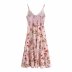 autumn retro plaid fruit cherry print V-neck sling dress nihaostyles wholesale clothing NSAM82102