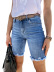 summer wash five-point raw edge straight-leg denim shorts nihaostyles wholesale clothing NSJRM82129