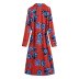  autumn v neck print midi dress nihaostyles wholesale clothing NSAM82136