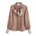 autumn bow-collar print blouse nihaostyles wholesale clothing NSAM82144