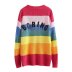 rainbow stripe V-neck knitted sweater cardigan nihaostyles wholesale clothing NSAM82149