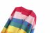 rainbow stripe V-neck knitted sweater cardigan nihaostyles wholesale clothing NSAM82149