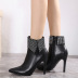 pointed toe rhinestone side zipper short high-heeled boots nihaostyles wholesale clothing NSSO82159