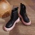 autumn and winter round toe color matching  thick heel thick-soled Martin boots nihaostyles wholesale clothing NSDFX82172