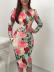autumn and winter floral print with belt package hip dress nihaostyles wholesale clothing NSJRM82177