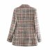 autumn retro plaid texture suit coat nihaostyles wholesale clothing NSAM82195