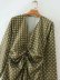 autumn Green Plaid v neck Long Sleeve Dress nihaostyles wholesale clothing NSAM82196