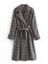 retro plaid receiving waist with belt mid-length coat nihaostyles wholesale clothing NSAM82200