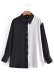  black and white stitching contrast color shirt nihaostyles wholesale clothing NSAM82235