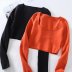 autumn women s  square collar short knitted sweater nihaostyles wholesale clothing NSAM82237