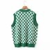autumn v neck checkerboard knitted vest nihaostyles wholesale clothing NSAM82255