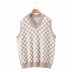 autumn v neck checkerboard knitted vest nihaostyles wholesale clothing NSAM82255