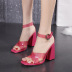 square toe thick high heel buckled sandals nihaostyles wholesale clothing NSSO82279