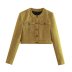 autumn round neck textured single-breasted short jacket nihaostyles wholesale clothing NSAM82333