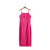 retro style sling front slit solid color satin dress nihaostyles clothing wholesale NSAM82352