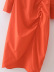 orange V-neck pleated slit dress nihaostyles clothing wholesale NSAM82356