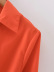 orange V-neck pleated slit dress nihaostyles clothing wholesale NSAM82356