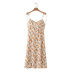 lemon print lace sling front slit midi dress nihaostyles clothing wholesale NSAM82362