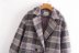 tweed plaid suit collar double breasted coat nihaostyles clothing wholesale NSAM82379