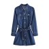 autumn mini slim belted denim dress nihaostyles wholesale clothing NSAM82458