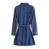 autumn mini slim belted denim dress nihaostyles wholesale clothing NSAM82458