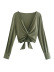 V-neck long-sleeved bow-knot blouse nihaostyles wholesale clothing NSAM82465