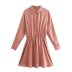 silk satin texture pleated shirt dress nihaostyles wholesale clothing NSAM82483
