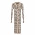 lapel striped stretch knitted dress nihaostyles wholesale clothing NSAM82513