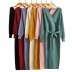 autumn V-neck mid-length split knitted dress nihaostyles wholesale clothing NSAM82521