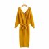 autumn V-neck mid-length split knitted dress nihaostyles wholesale clothing NSAM82521