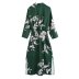 autumn v neck lace-up flower print dress nihaostyles wholesale clothing NSAM82547