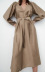 autumn v neck dress with belt nihaostyles wholesale clothing NSAM82551