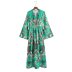 print long-sleeved lace-up long dress nihaostyles clothing wholesale NSAM82597