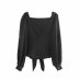 square neck puff sleeve lace-up top nihaostyles clothing wholesale NSAM82602