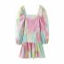 colorful tie-dye lantern sleeve dress nihaostyles clothing wholesale NSAM82630