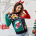 Small Snowflake Christmas Tree Print Sweater NSYH82645