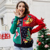 Small Snowflake Christmas Tree Print Sweater NSYH82645