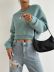 Round Neck Embroidery Drop Shoulder Casual Pullover Sweatershirt NSGMY82666