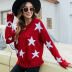 V-neck lace-up five-star jacquard pullover sweater nihaostyles wholesale clothing NSYH82721