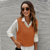 Solid Color V-Neck Cable Knitted Sweater Vest NSYH82724