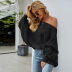 Solid Color Loose Bat Sleeve Knitted Sweater NSYH82729