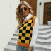 sleeveless plaid color contrast knitted sweater vest nihaostyles wholesale clothing NSYH82731
