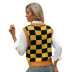 sleeveless plaid color contrast knitted sweater vest nihaostyles wholesale clothing NSYH82731