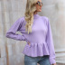 High Collar Skirt Hem Knitted Pullover Sweater NSYH82734