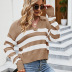 POLO collar striped contrast pullover knitted sweater nihaostyles wholesale clothing NSYH82735