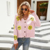 Smiley Face Long-Sleeved Loose Knit Cardigan NSYH82740